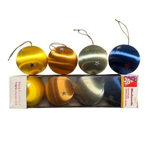 Vintage 1960s Woolworth Rayon Wrapped Star Christmas Ornaments 8 pcs 2in